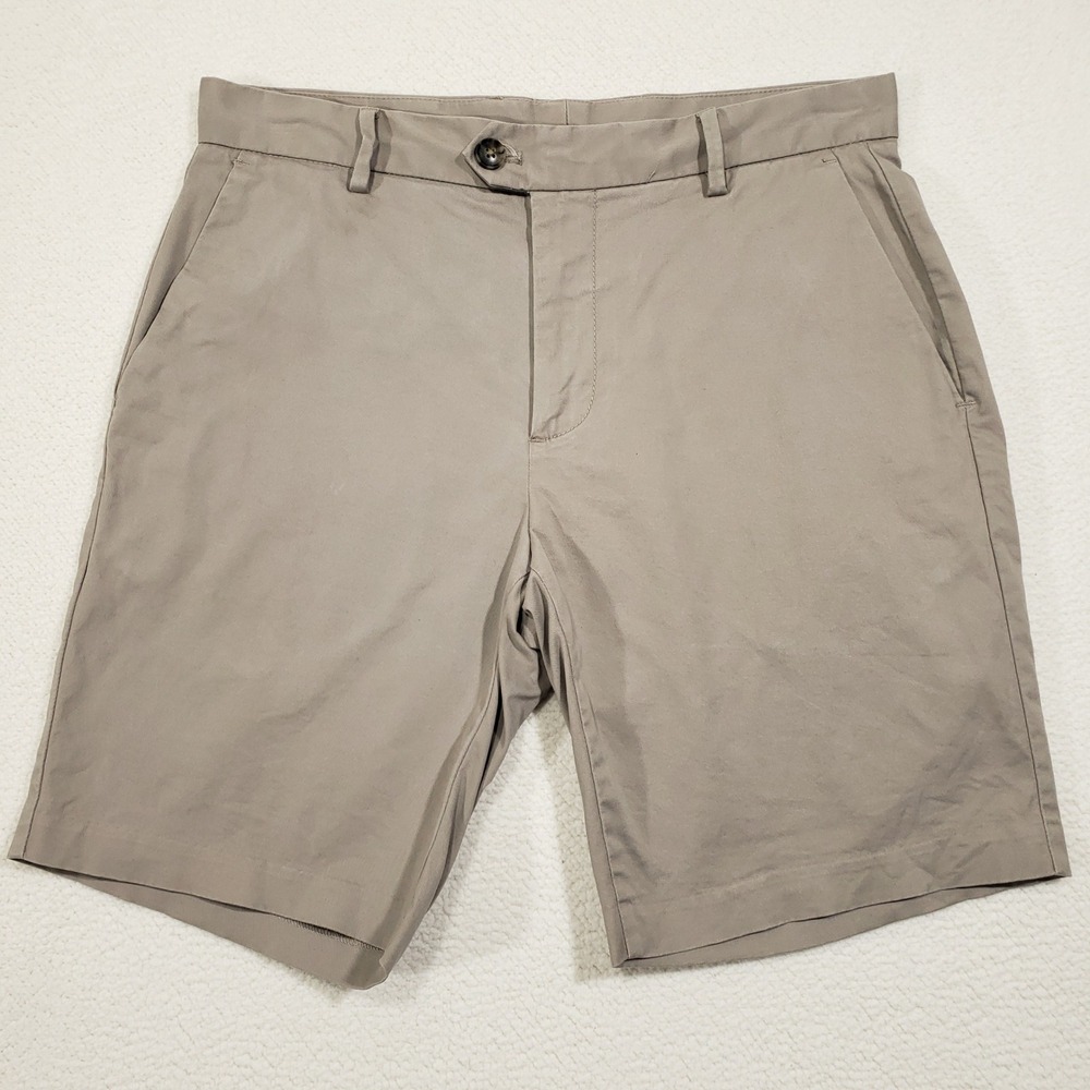 Reiss‎ Chino Shorts Mens 32 Tan Cotton Stretch Flat Front Casual Summer Luxury